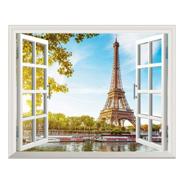Details about   3D Window Paris Eiffel Tower DIY Wall Sticker Art Vinyl Decal Mural Home Decor